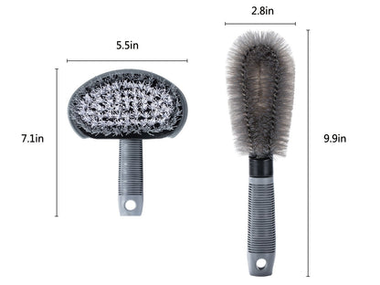 CarOxygen - Brush Tire Cleaning Brush for Car Wheel Hub, Tire Rim Scrub, Car Truck Motorcycle Bike Washing Cleaning Tool (Set of 2 Pcs)