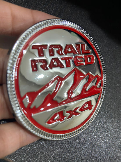3D Trail Rated Red and Black Badge Emblem Sticker Decal for JeepCar Bike SUV Mobile Laptop (6 cm)