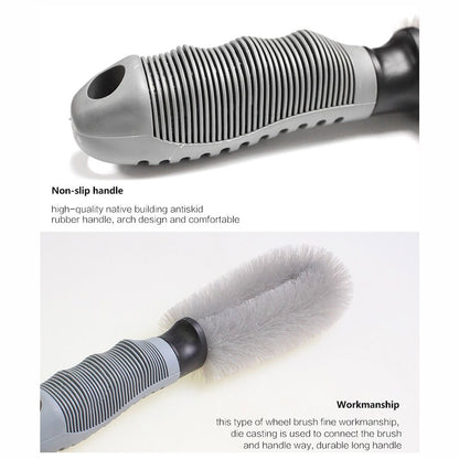 CarOxygen - Brush Tire Cleaning Brush for Car Wheel Hub, Tire Rim Scrub, Car Truck Motorcycle Bike Washing Cleaning Tool (Set of 2 Pcs)