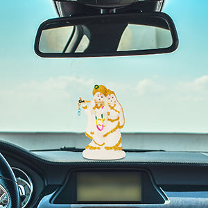 Radha Krishna Statue With Antique Golden Lining For Car Dashboard Or temple