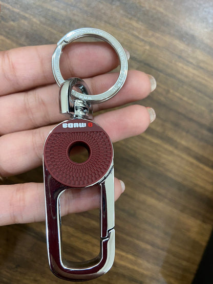 CarOxygen - Key Chain with 2 Extra Key Rings and Gift Box Heavy Duty Car Keychain for Men and Women (Black / Maroon)