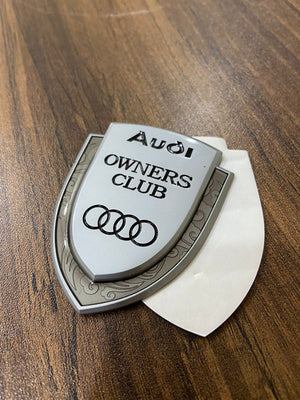 1 x Metal New AUDI OWNERS CLUB Logo Car Auto Decorative Side Rear Emblem Badge Sticker Decal for AUDI