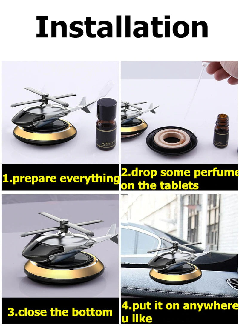 Solar Helicopter Car Dashboard Perfume – Fragrance  Car Air Freshener