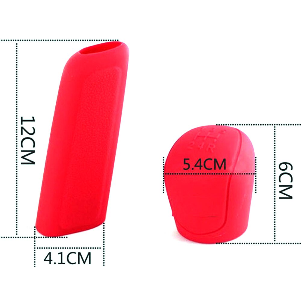 CarOxygen Silicone Gear Shift Knob Cover and Handbrake Cover  (5.5cm x 2.1", Red) -2Pcs Set