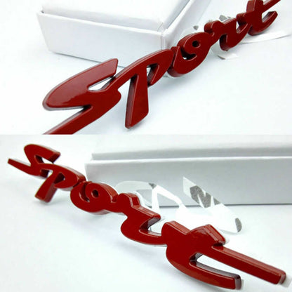 CarOxygen - Sport Cursive Black Badge Emblem Sticker Decal for All Car Bike Mobile Laptop/Metal Sticker Badge for Cars and Bikes