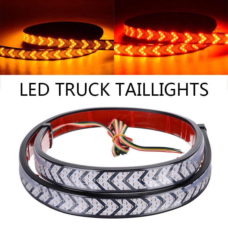 1pc 100cm/40inch Car Red LED Tail Light Strip For Pickup Trailer LED Bar Drving Braking Yellow Flowing Watch Turn Signal Lamp