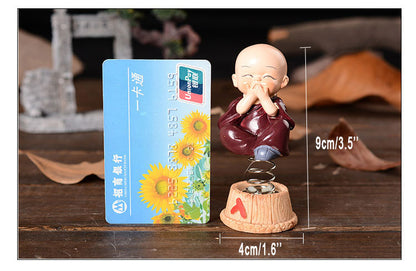 CarOxygen - Set of 4 Pcs Spring Little Buddha Monk Statue for Car Dashboard, Home Decor, Gifting