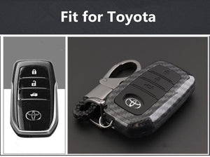 Carbon Fiber ey Fob Cover Shell eyless ey Hard Case with eychain for Toyota Fortuner 2 Button (Pack of 1,Black)