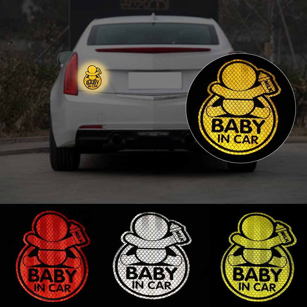 Reflective Baby On Board Baby in Car Window Bumper Sticker Vinyl Decal Cute Sign