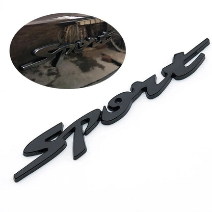 CarOxygen - Sport Cursive Black Badge Emblem Sticker Decal for All Car Bike Mobile Laptop/Metal Sticker Badge for Cars and Bikes