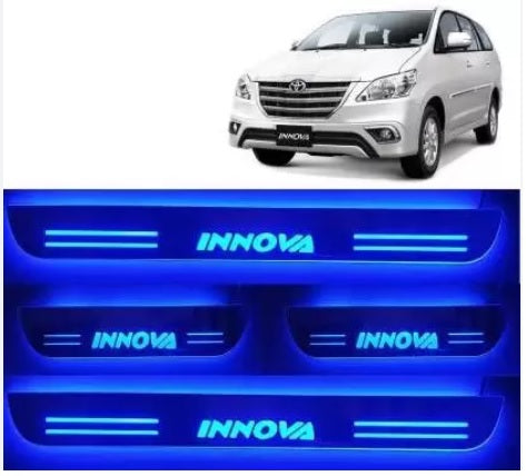 Car Door Foot Step Led Sill Plate With Mirror Finish for compatible (Set of 4PCS, Blue) Door Sill Plate Door Sill Plate