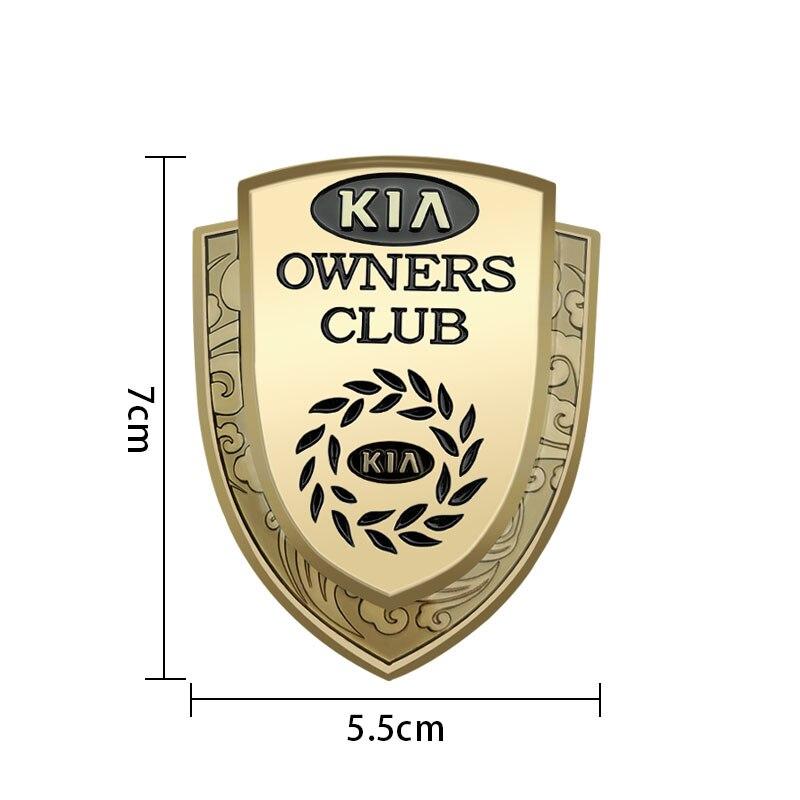 1 x Metal New KIA OWNERS CLUB Logo Car Auto Decorative Side Rear Emblem Badge Sticker Decal for KIA