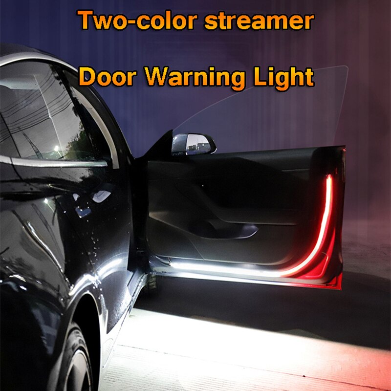 2PCS Car Door Opening Warning Lights 144 LED Strobe Flashing Anti Rear-end Collision Safety Lamps welcome Flash light (RED& WHITE)