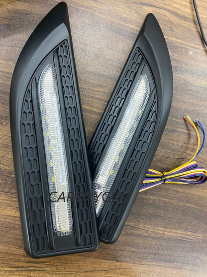 3 in 1 Car Side Decorative Fender LED DRL with Turn Signal & Door Shadow Light (ABS Plastic, Installation Required) (Set of 2)