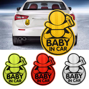 Reflective Baby On Board Baby in Car Window Bumper Sticker Vinyl Decal Cute Sign