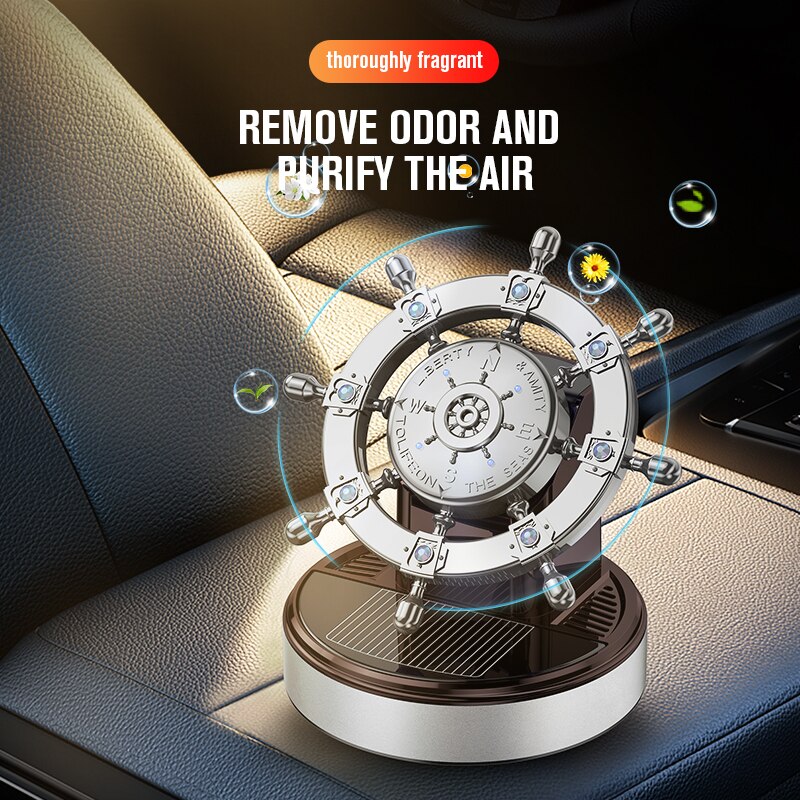 Solar Air Freshener Car | Rudder Car Diffusers For Essential Oils | Creative Helmsman Aromatherapy Diffuser Solar Energy Auto Rotating Car Air Freshener Car Perfume