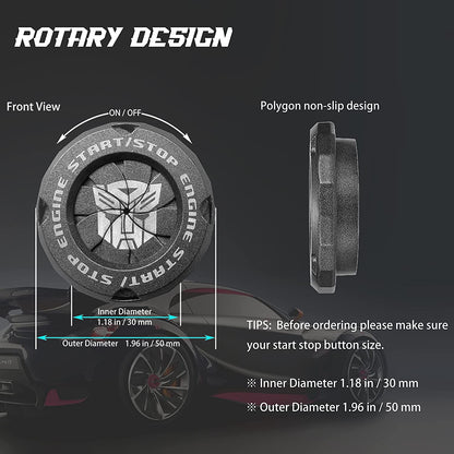 New Metal Rotatable Design Car Push to Start Stop Ignition Button Cover Interior Universal Button Decoration Ring - Aluminium Engine Start Button Cover