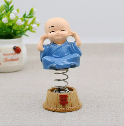 CarOxygen - Set of 4 Pcs Spring Little Buddha Monk Statue for Car Dashboard, Home Decor, Gifting