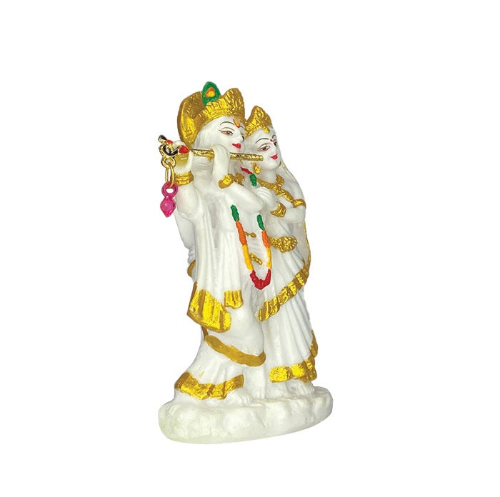 Radha Krishna Statue With Antique Golden Lining For Car Dashboard Or temple