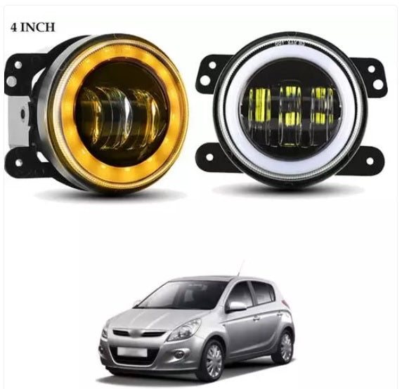 Universal 4 inch White Amber Ring DRL Fog Light Round White Light LED Fog Light Assembly Fog Lamp Compatible with All Cars