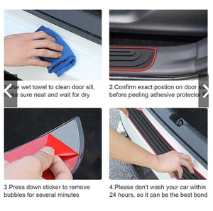 4pcs/Set Car Door Sill Plate Protectors - Suzuki Emblem Black PVC Soft Rubber Front/Rear Door Sill Scuff Plate Guard, Welcome Pedal Protector Cover