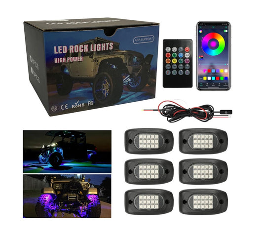 6 Pods RGB LED Rock Lights/Timing Mode/Waterproof - Rock Light Underbody Light