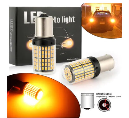 6 MONTHS WARRANTY 2800 Lumen 3014 Chipset 144 SMD Amber Canbus Error Free Led Turn Signal Light Led Bulb Front Rear Turn Signal Bulb (BA15S P21) Set Of 2