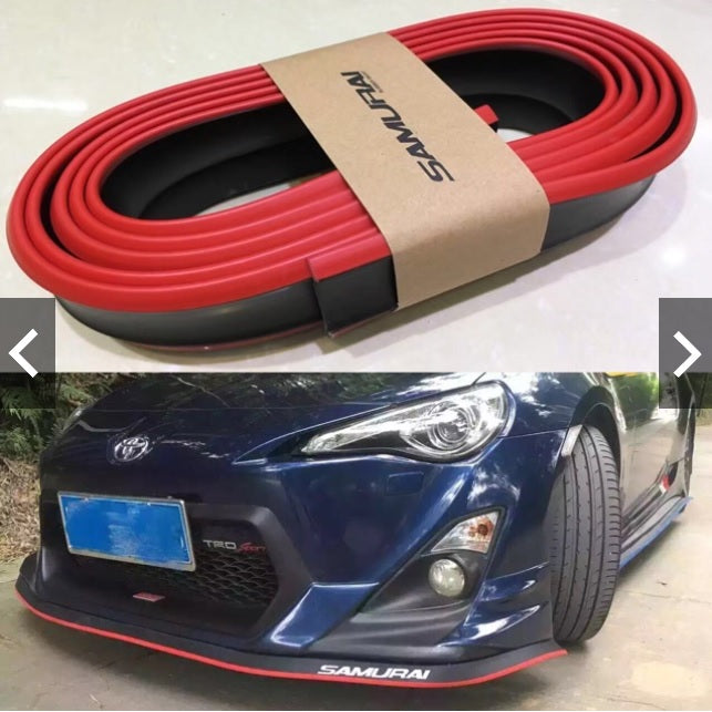 Universal 2.5M Car Front Bumper Lip Splitter Spoiler Rubber Skirt Protector Body Trim 8.2ft (Black Protector)