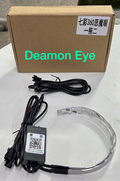 Bluetooth Wireless Remote Control 30-SMD RGB LED Demon Eye Halo Ring Kit for Car Auto Motorcycle Headlight Projectors or 2.5" 2.8" 3.0" Retrofit Projector Lens