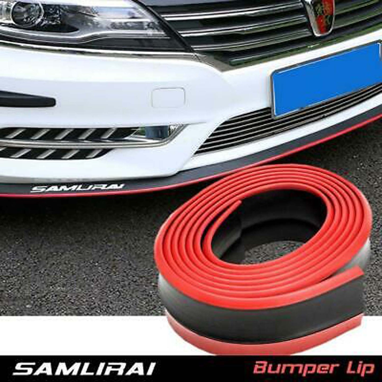 Universal 2.5M Car Front Bumper Lip Splitter Spoiler Rubber Skirt Protector Body Trim 8.2ft (Black Protector)