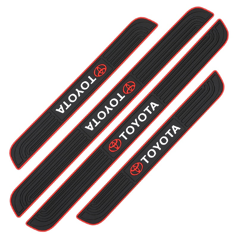 4pcs/Set Car Door Sill Plate Protectors - Suzuki Emblem Black PVC Soft Rubber Front/Rear Door Sill Scuff Plate Guard, Welcome Pedal Protector Cover