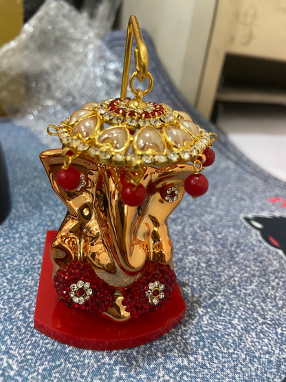 Small Ganesh Idol for Car Dashboard, Ganesh JI Statue, Handicraft Item for Home Decor, Office Decor, Shelf Decor (10 X 5 Cm )