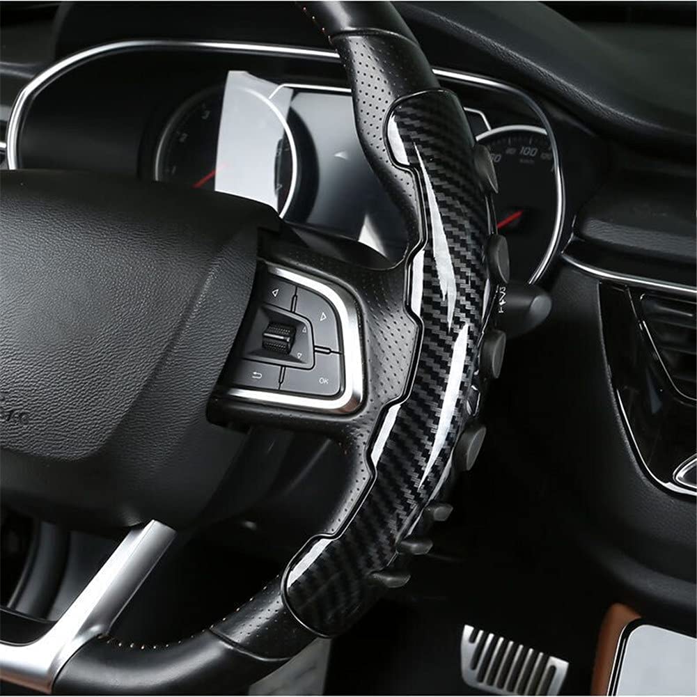 Car Anti Skid Non Slip Black Carbon Fiber Decoration Steering Wheel Grip Covers Universal for All Cars - Set of 2 pcs