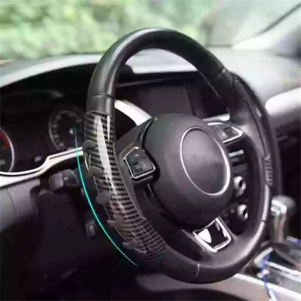 Car Anti Skid Non Slip Black Carbon Fiber Decoration Steering Wheel Grip Covers Universal for All Cars - Set of 2 pcs