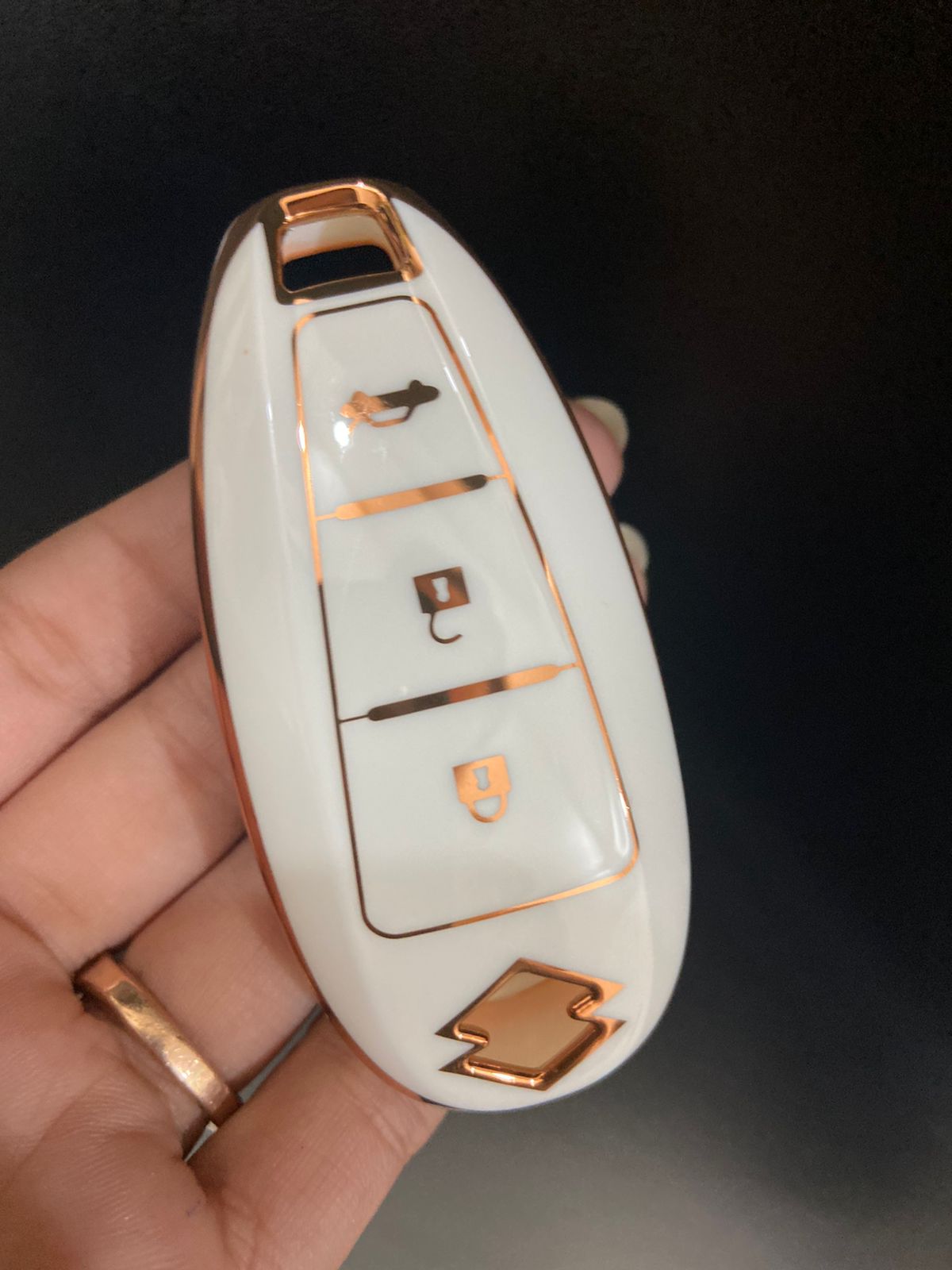 Gold Border TPU Key Cover Compatible with Maruti Suzuki 2 and 3 Button Baleno Ciaz Vitara Brezza S Cross Swift Ignis and Toyota Urban Cruiser Smart Key