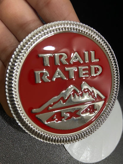 3D Trail Rated Red and Black Badge Emblem Sticker Decal for JeepCar Bike SUV Mobile Laptop (6 cm)