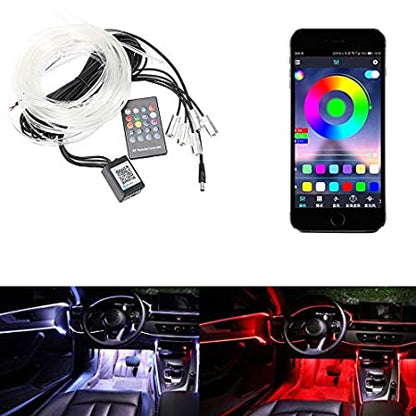 CarOxygen - Car LED Interior Strip Light, 16 Million Colors 5 in 1 with 6 Meters Fiber Optic, Multicolor RGB Sound Active Automobile Atmosphere Ambient Lighting Kit - Wireless Bluetooth APP Control