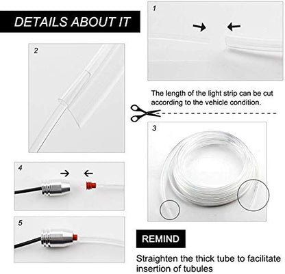 CarOxygen - Car LED Interior Strip Light, 16 Million Colors 5 in 1 with 6 Meters Fiber Optic, Multicolor RGB Sound Active Automobile Atmosphere Ambient Lighting Kit - Wireless Bluetooth APP Control