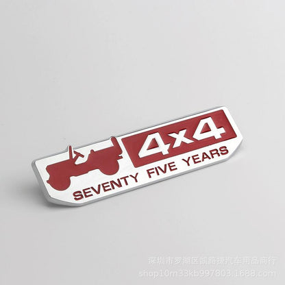 75th Anniversary Freelance Grand Cherokee Jeep 4x4 Car Metal Car Sticker Car Decoration Sticker Suitable for Guider Wrangler