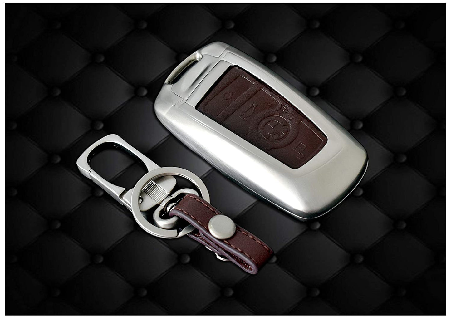 Car Remote Key Cover case fob for BMW 520LI GT 3 Series 7 Series X3 in Zinc Alloy and Leather Brown Color