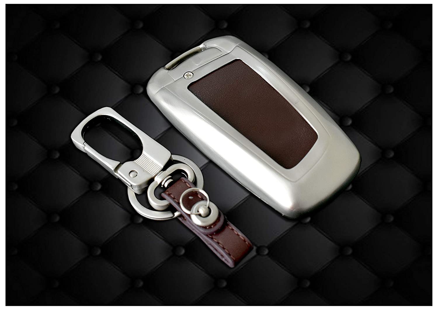 Car Remote Key Cover case fob for BMW 520LI GT 3 Series 7 Series X3 in Zinc Alloy and Leather Brown Color