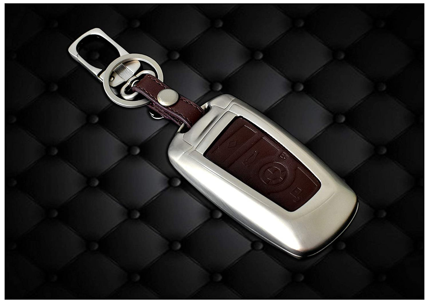 Car Remote Key Cover case fob for BMW 520LI GT 3 Series 7 Series X3 in Zinc Alloy and Leather Brown Color