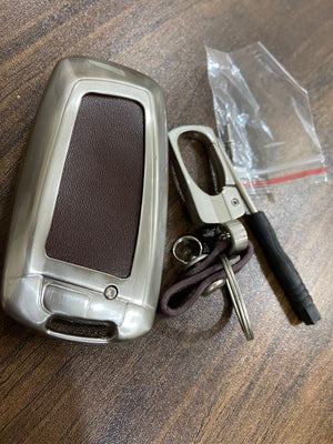 Car Remote Key Cover case fob for BMW 520LI GT 3 Series 7 Series X3 in Zinc Alloy and Leather Brown Color