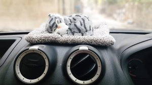 Car Dashboard Dog Plush Toy, Car Interior Decorative ABS Soft Accessories Figurines Sleeping Dog Showpiece