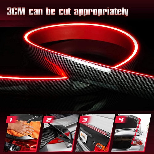 Car Spoiler Light -LED Car Tail Brake Light/Turn Signal Indicator/DRL Universal Car/Jeepcompus Rear Exterior Strip Trunk Light Multicolor Changing (Carbon Fiber) 54inch