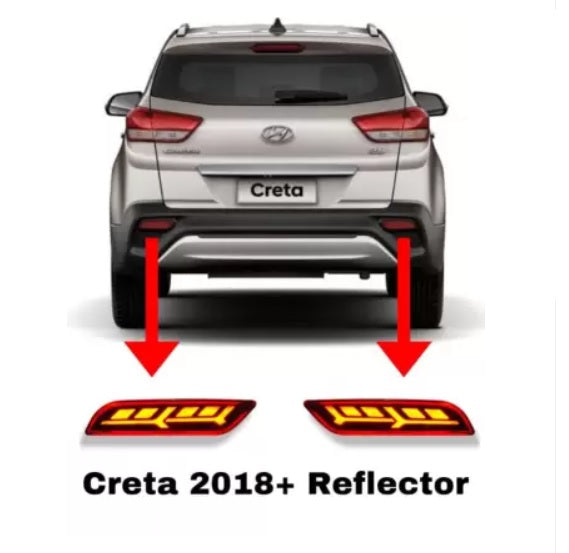 Hyundai Creta 2018+ Model Reflector Light 2 Function ( Non - Matrix ) Type - D Car Reflector Light  (Red)