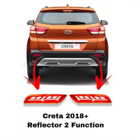 Hyundai Creta 2018+ Model Reflector Light 2 Function ( Non - Matrix ) Type - D Car Reflector Light  (Red)