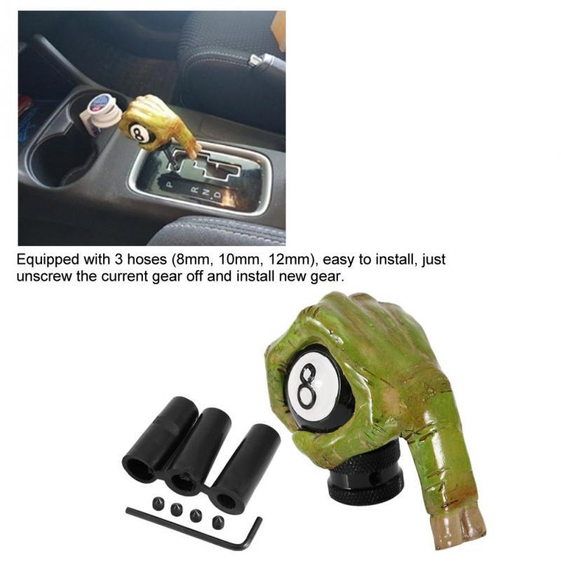 Car Oxygen - Gear Shifter Handle, Car Shift Stick Knob Green Devil Hand Griping Black Billiard Ball Style Fit Most Manual Automatic Transmissions