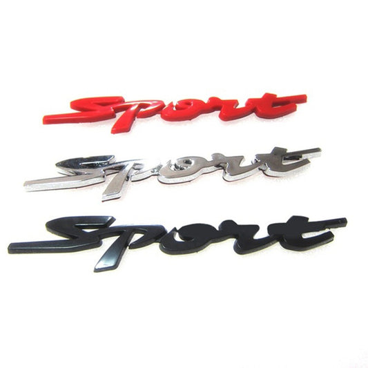 CarOxygen - Sport Cursive Black Badge Emblem Sticker Decal for All Car Bike Mobile Laptop/Metal Sticker Badge for Cars and Bikes