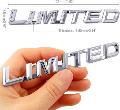3D Metal Limited Emblem Badges,1Pack OEM Chrome Aluminum Alloy Badges Decal Tailgate Adhesive Tape Compatible for Toyota,Nissan,Jeep Grand Cherokee Wrangler Compass Auto Sticker